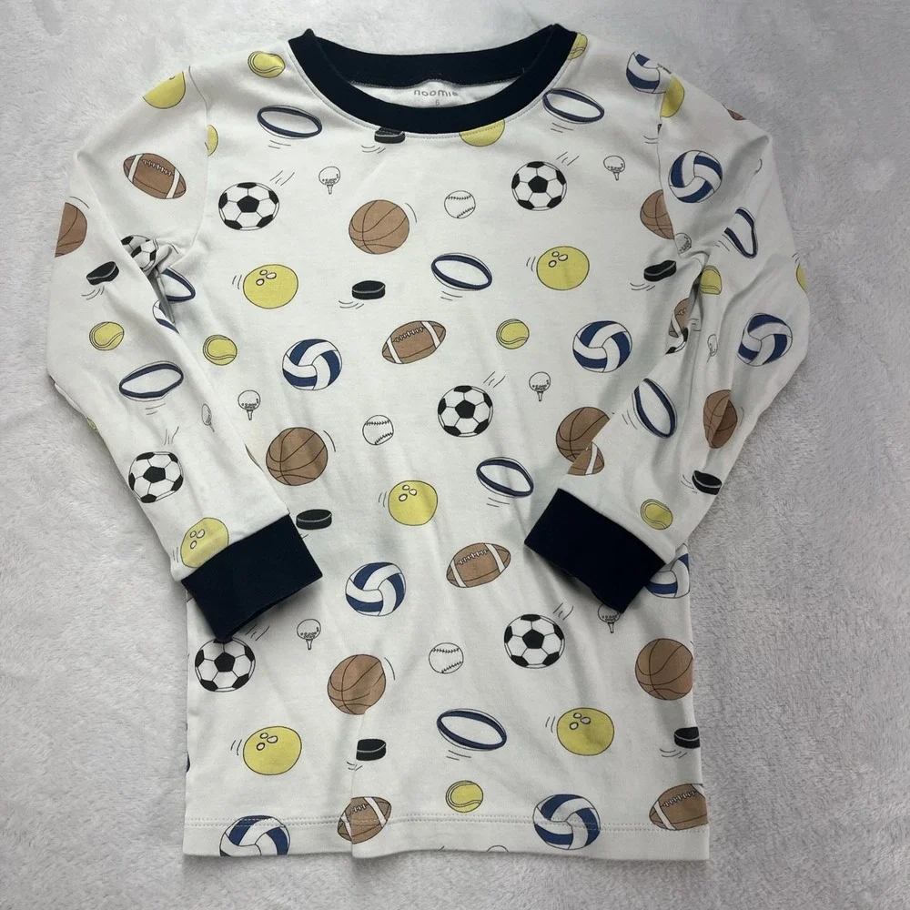 Noomie Pima Cotton‎ Pajama Set Boys 6 Sports Soccer Football Basketball